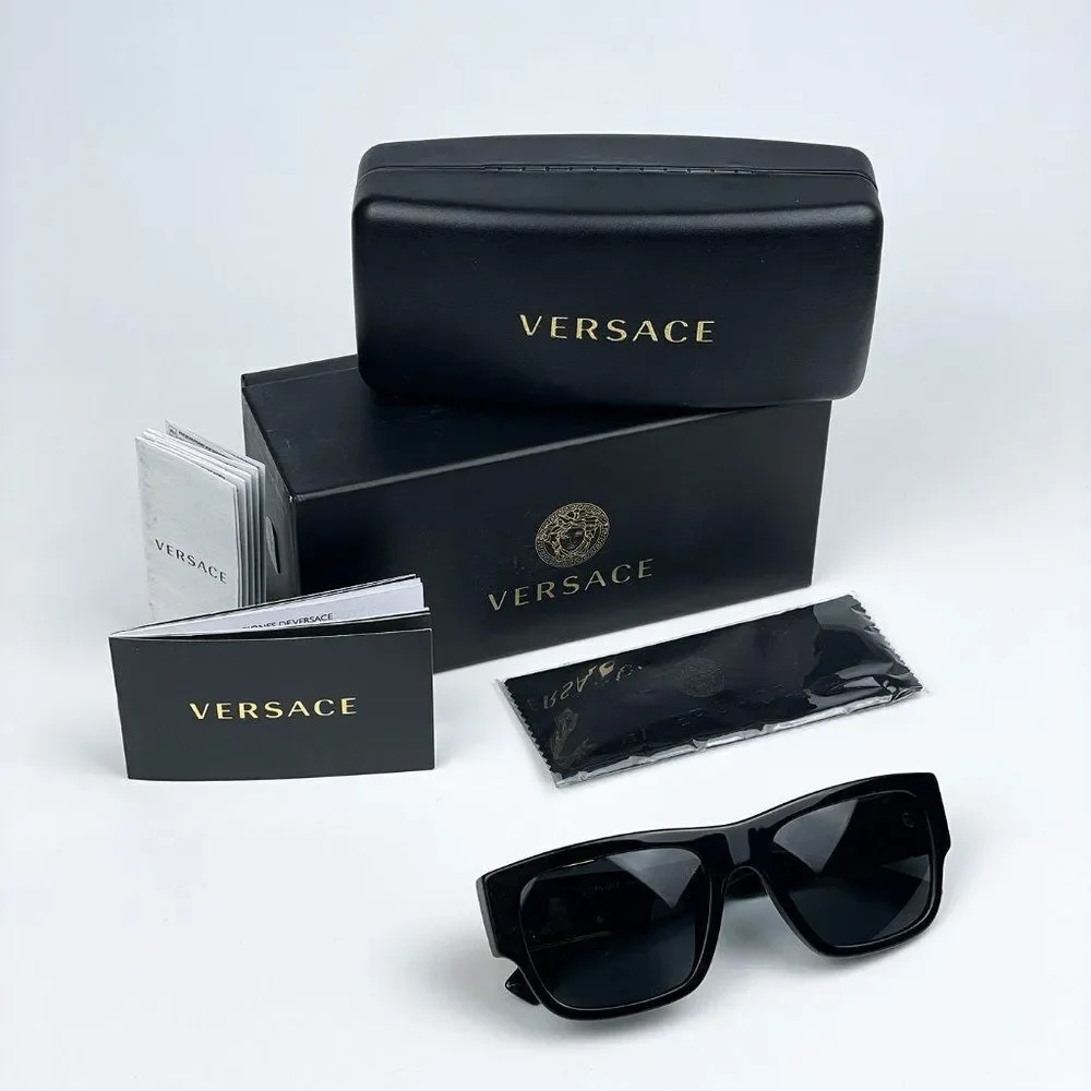 NEW Versace VE4406 GB1/87 Black Dark Grey Pilot Unisex Sunglasses